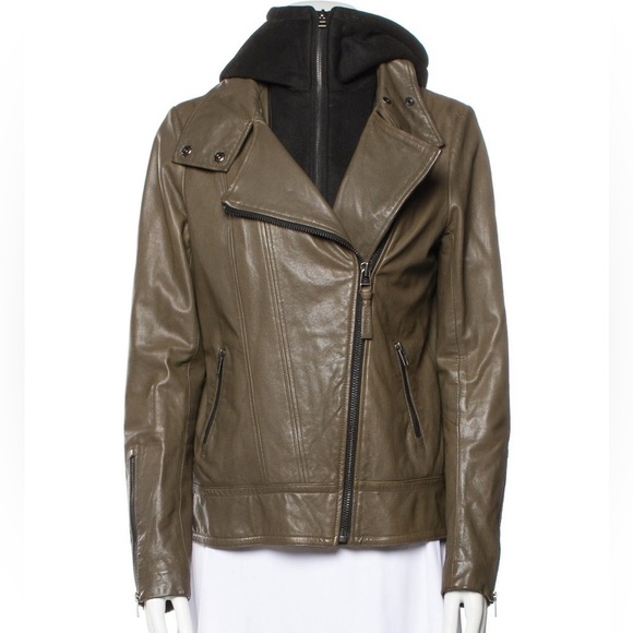 Mackage Women’s Army Green Hooded Jacket With Black Underneath Size M - Picture 1 of 12